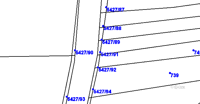 Parcela st. 5427/91 v KÚ Komňa, Katastrální mapa