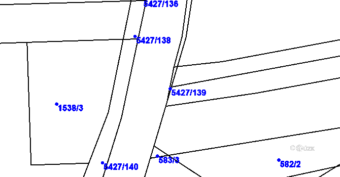 Parcela st. 5427/139 v KÚ Komňa, Katastrální mapa