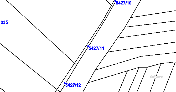 Parcela st. 5427/11 v KÚ Komňa, Katastrální mapa