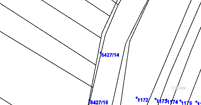 Parcela st. 5427/14 v KÚ Komňa, Katastrální mapa