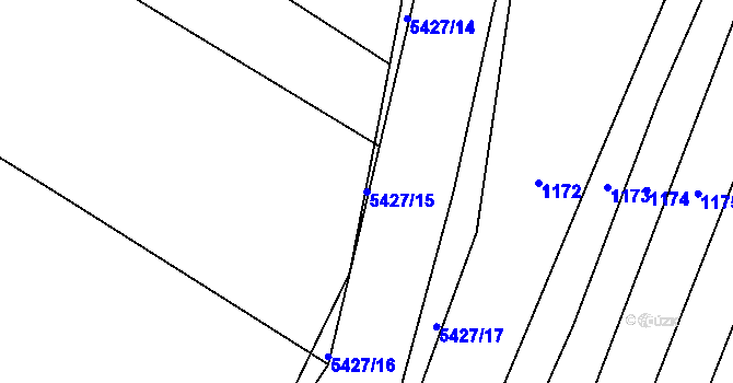Parcela st. 5427/15 v KÚ Komňa, Katastrální mapa