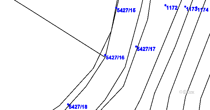 Parcela st. 5427/16 v KÚ Komňa, Katastrální mapa