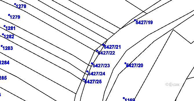 Parcela st. 5427/22 v KÚ Komňa, Katastrální mapa