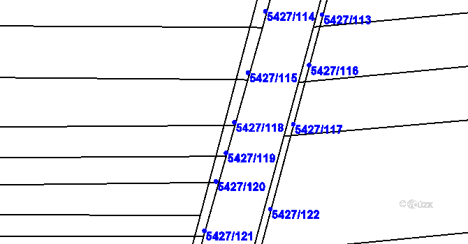 Parcela st. 5427/118 v KÚ Komňa, Katastrální mapa
