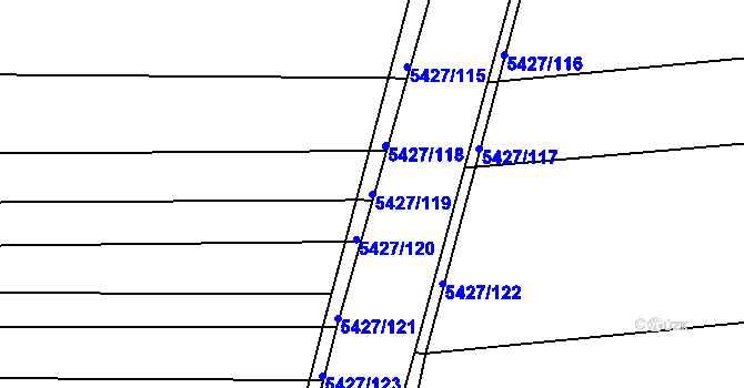 Parcela st. 5427/119 v KÚ Komňa, Katastrální mapa