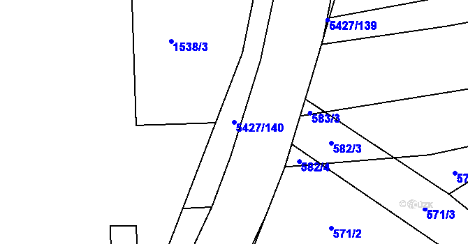 Parcela st. 5427/140 v KÚ Komňa, Katastrální mapa