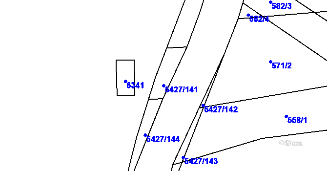 Parcela st. 5427/141 v KÚ Komňa, Katastrální mapa