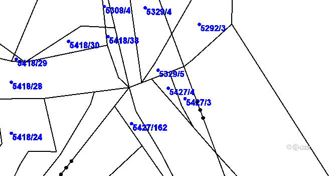 Parcela st. 5427/4 v KÚ Komňa, Katastrální mapa