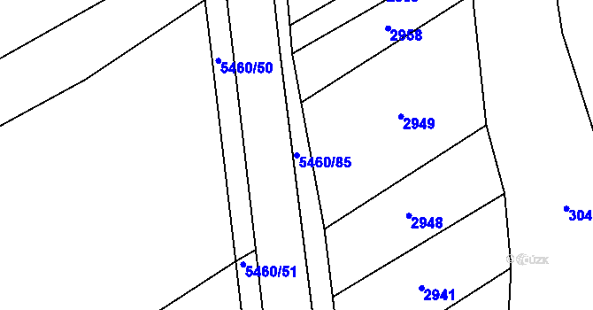 Parcela st. 5460/85 v KÚ Komňa, Katastrální mapa