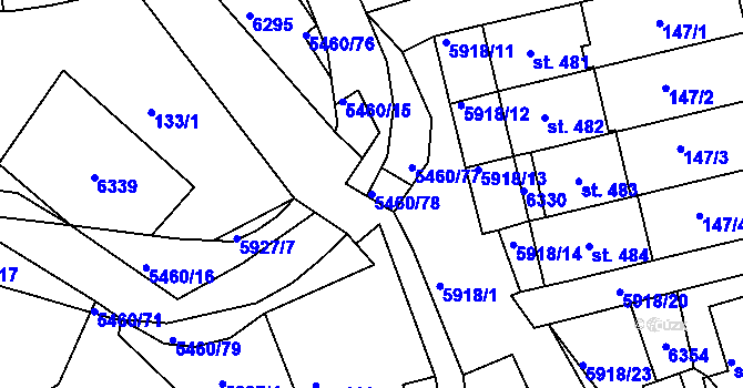 Parcela st. 5460/78 v KÚ Komňa, Katastrální mapa