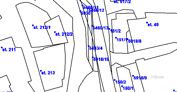 Parcela st. 5483/4 v KÚ Komňa, Katastrální mapa