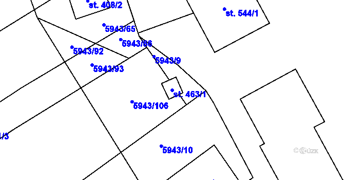 Parcela st. 463/1 v KÚ Komňa, Katastrální mapa