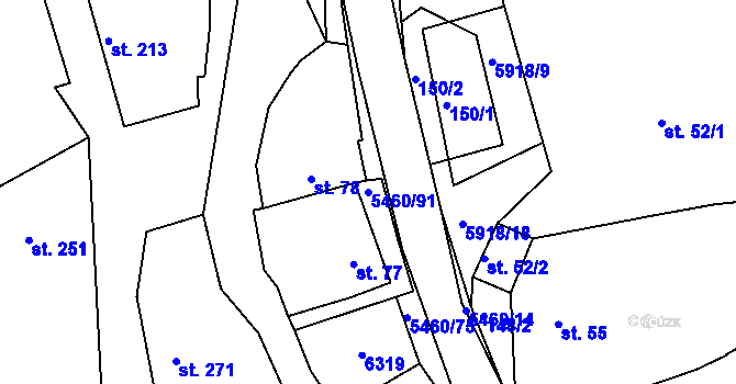 Parcela st. 5460/91 v KÚ Komňa, Katastrální mapa