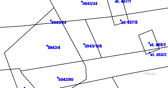 Parcela st. 5943/108 v KÚ Komňa, Katastrální mapa