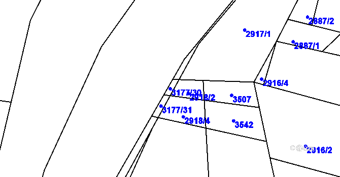 Parcela st. 3177/30 v KÚ Komorní Lhotka, Katastrální mapa