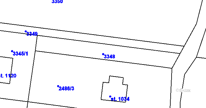 Parcela st. 3348 v KÚ Komorní Lhotka, Katastrální mapa
