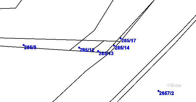 Parcela st. 285/13 v KÚ Komorní Lhotka, Katastrální mapa