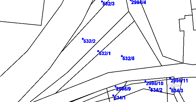 Parcela st. 532/1 v KÚ Komorní Lhotka, Katastrální mapa