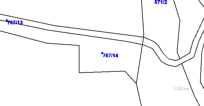Parcela st. 767/14 v KÚ Komorní Lhotka, Katastrální mapa