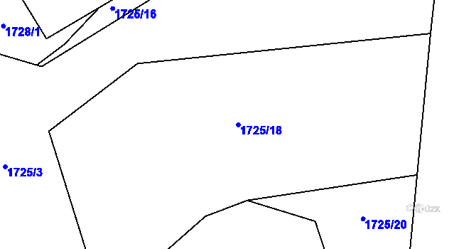 Parcela st. 1725/18 v KÚ Komorní Lhotka, Katastrální mapa