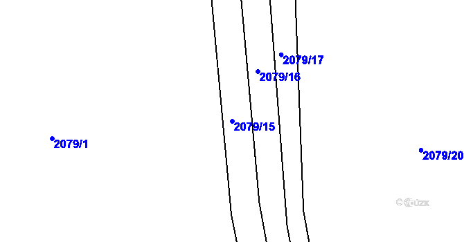 Parcela st. 2079/15 v KÚ Komorní Lhotka, Katastrální mapa