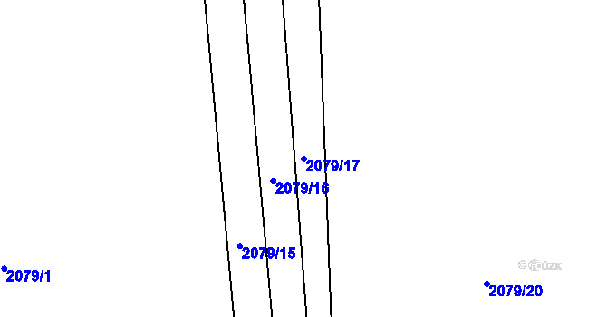 Parcela st. 2079/17 v KÚ Komorní Lhotka, Katastrální mapa