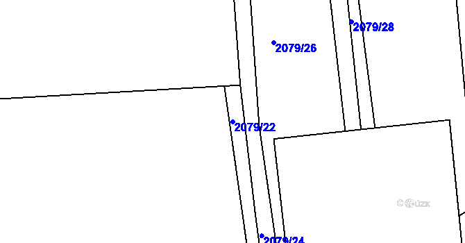 Parcela st. 2079/22 v KÚ Komorní Lhotka, Katastrální mapa