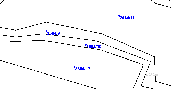 Parcela st. 2664/10 v KÚ Komorní Lhotka, Katastrální mapa