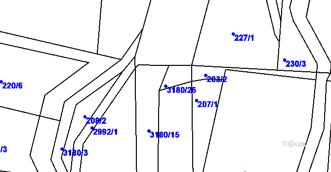 Parcela st. 3180/26 v KÚ Komorní Lhotka, Katastrální mapa