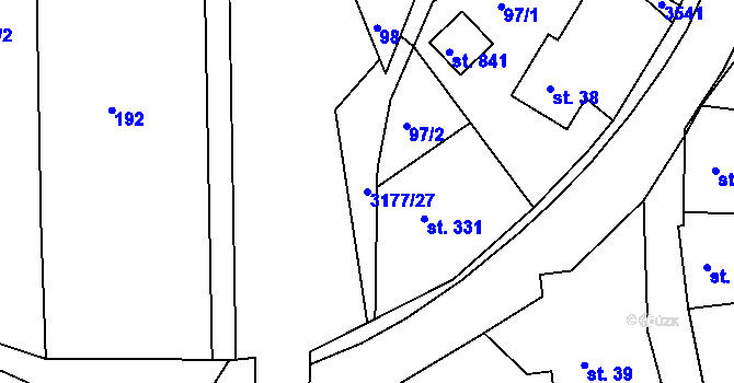 Parcela st. 3177/27 v KÚ Komorní Lhotka, Katastrální mapa