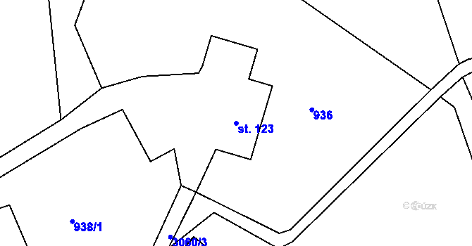 Parcela st. 123 v KÚ Komorní Lhotka, Katastrální mapa