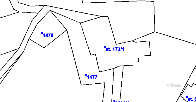 Parcela st. 173/2 v KÚ Komorní Lhotka, Katastrální mapa