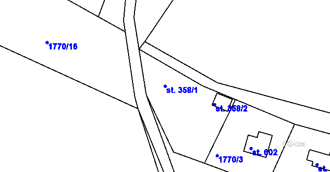Parcela st. 358/1 v KÚ Komorní Lhotka, Katastrální mapa