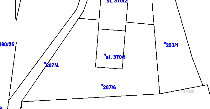 Parcela st. 370/1 v KÚ Komorní Lhotka, Katastrální mapa