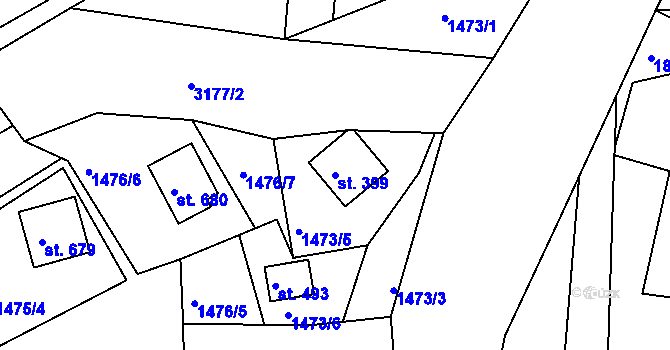 Parcela st. 399 v KÚ Komorní Lhotka, Katastrální mapa