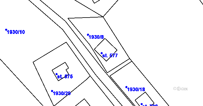 Parcela st. 577 v KÚ Komorní Lhotka, Katastrální mapa