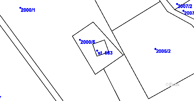 Parcela st. 583 v KÚ Komorní Lhotka, Katastrální mapa