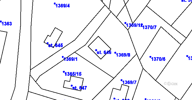 Parcela st. 646 v KÚ Komorní Lhotka, Katastrální mapa