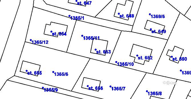Parcela st. 653 v KÚ Komorní Lhotka, Katastrální mapa