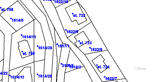 Parcela st. 723 v KÚ Komorní Lhotka, Katastrální mapa