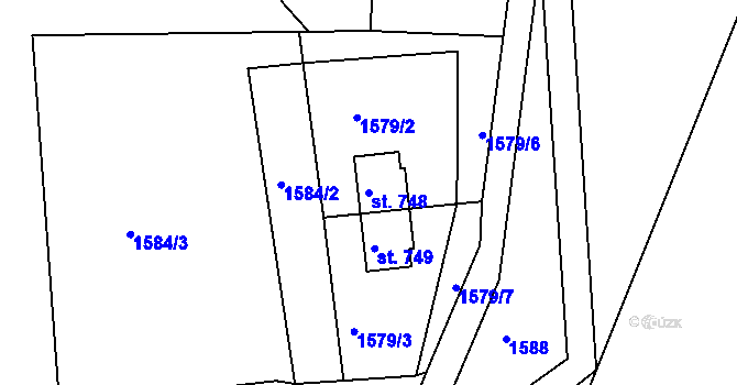 Parcela st. 748 v KÚ Komorní Lhotka, Katastrální mapa