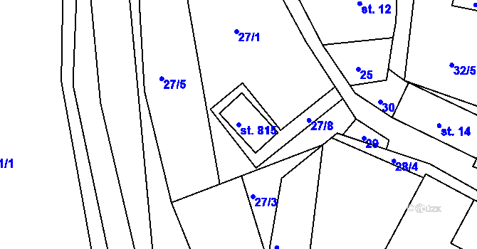 Parcela st. 815 v KÚ Komorní Lhotka, Katastrální mapa