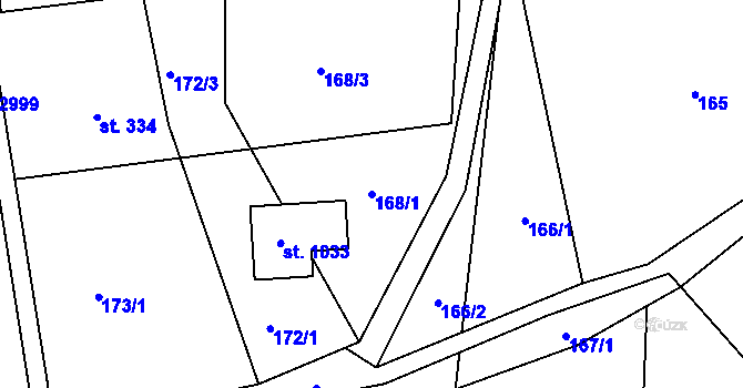 Parcela st. 168/1 v KÚ Komorní Lhotka, Katastrální mapa