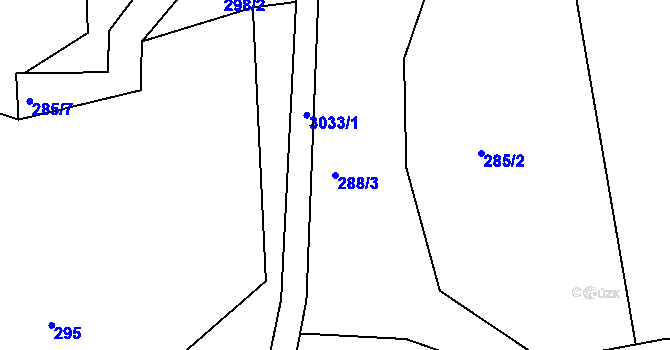 Parcela st. 288/3 v KÚ Komorní Lhotka, Katastrální mapa