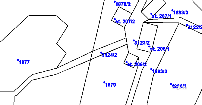 Parcela st. 3124/2 v KÚ Komorní Lhotka, Katastrální mapa