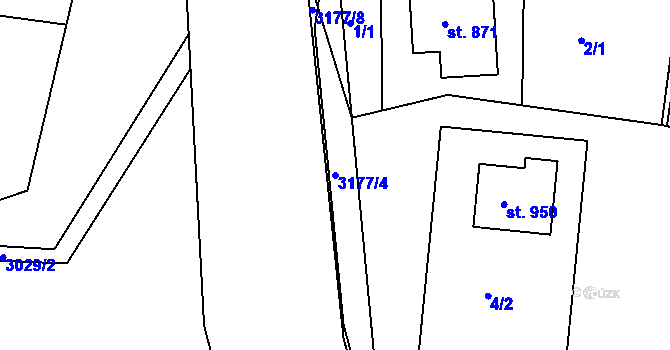 Parcela st. 3177/4 v KÚ Komorní Lhotka, Katastrální mapa