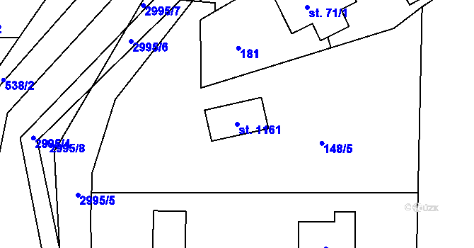 Parcela st. 1161 v KÚ Komorní Lhotka, Katastrální mapa