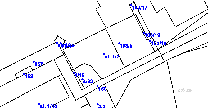 Parcela st. 1/2 v KÚ Komorno, Katastrální mapa