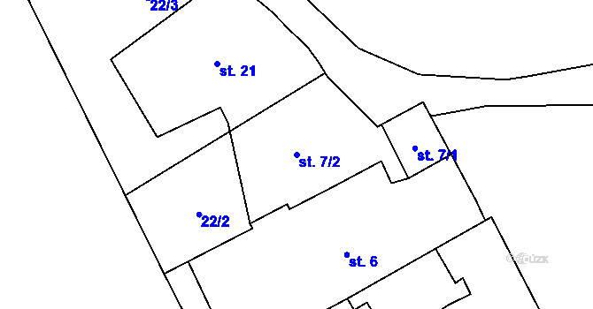 Parcela st. 7/2 v KÚ Komorno, Katastrální mapa