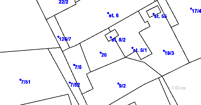 Parcela st. 20 v KÚ Komorno, Katastrální mapa